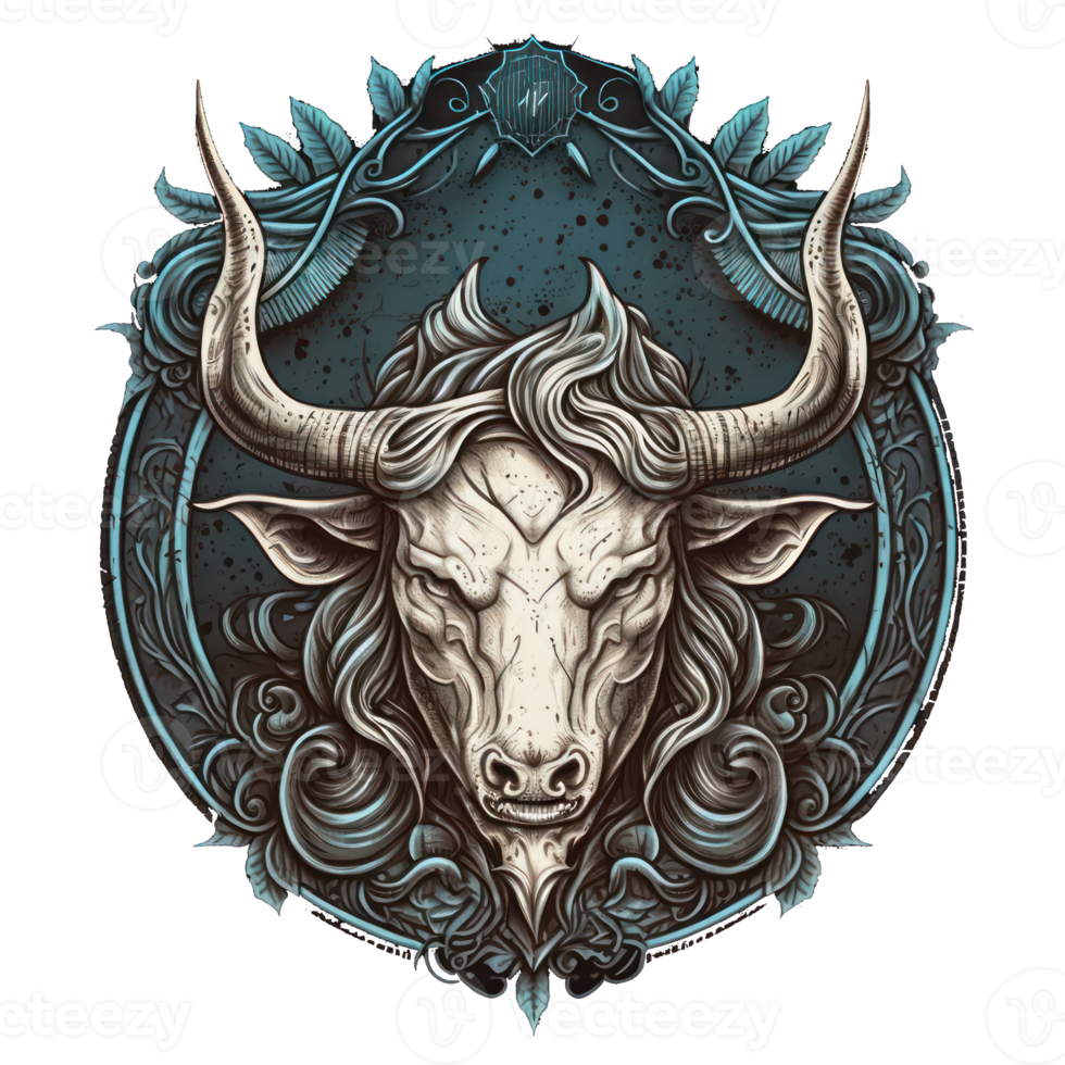 Minotaur illustration in doodle style png