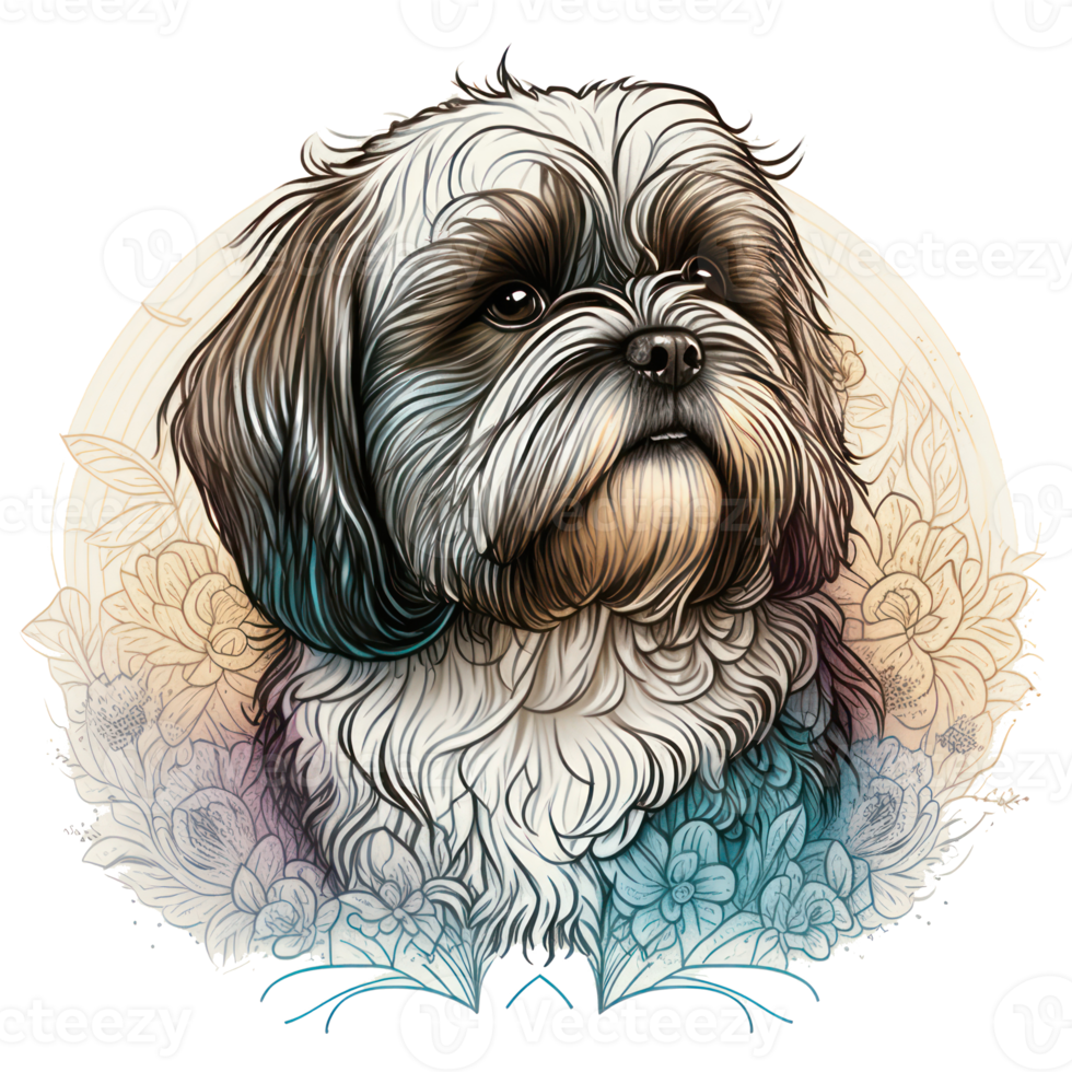 shih tzu ilustración en garabatear estilo png