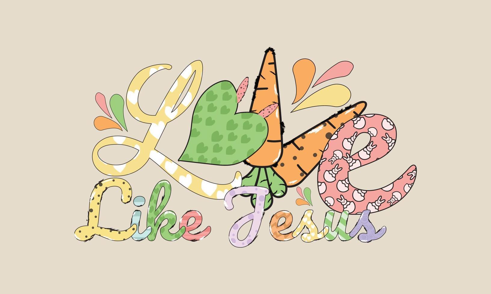 amor me gusta Jesús positivo citar ondulado carta. caligrafía frase para San Valentín día. tipografía para impresión o utilizar como póster, tarjeta, volantes o t camisa vector