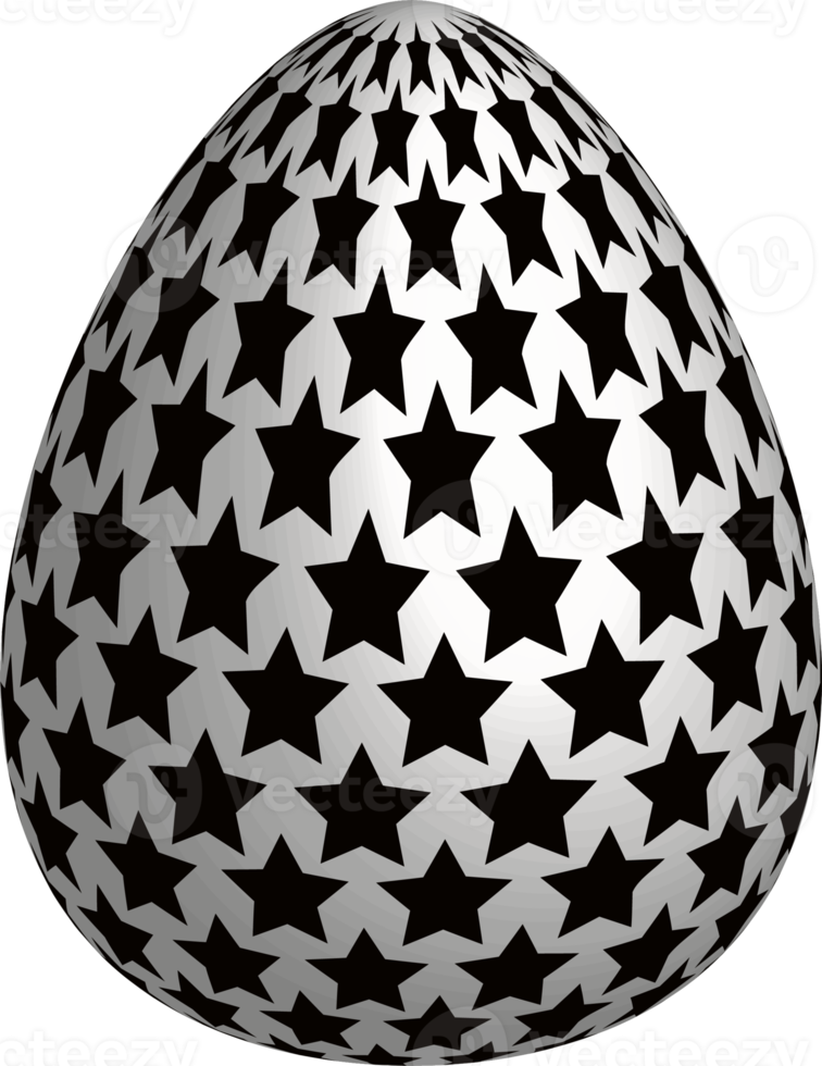 Monochrome Easter egg with stars pattern. Realistic celebration symbol. png