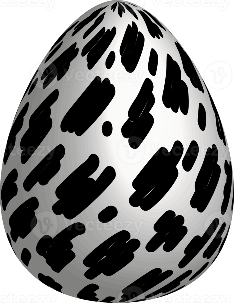 Monochrome Easter egg with pattern. Realistic celebration symbol. png