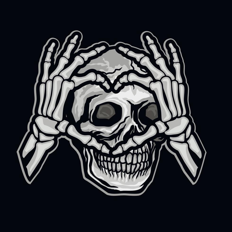 valentine, Hand heart skeleton and skull, grunge vintage design t shirts vector