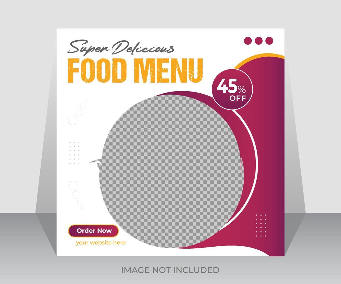 Fast food menu restaurant business marketing social media post or web banner template design with an abstract background. vector