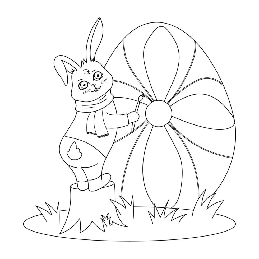 Bunny painting egg vector