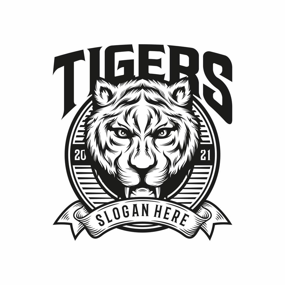 Tigre cabeza cara logo vector icono modelo