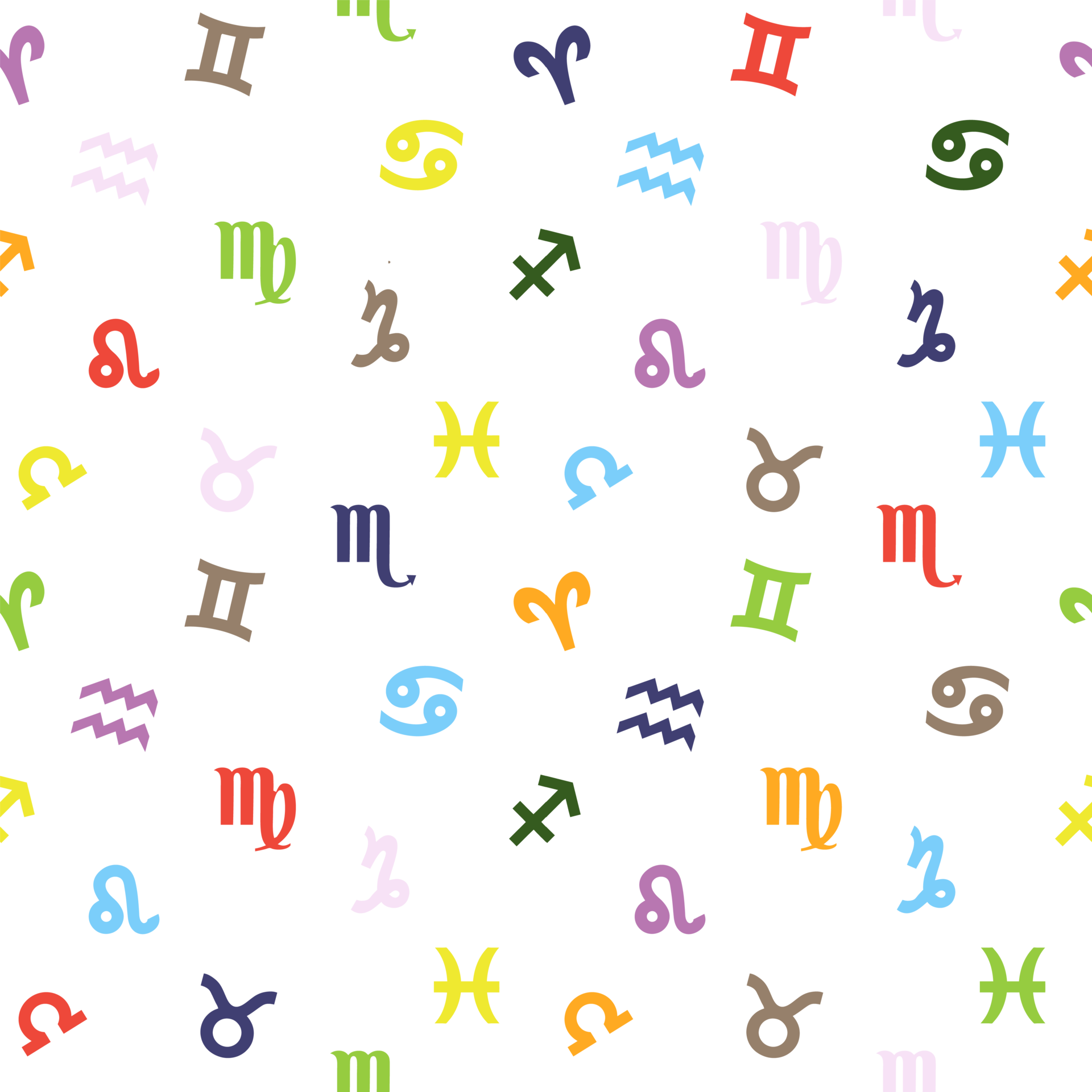 Background with signs of the zodiac. Astrology seamless pattern with