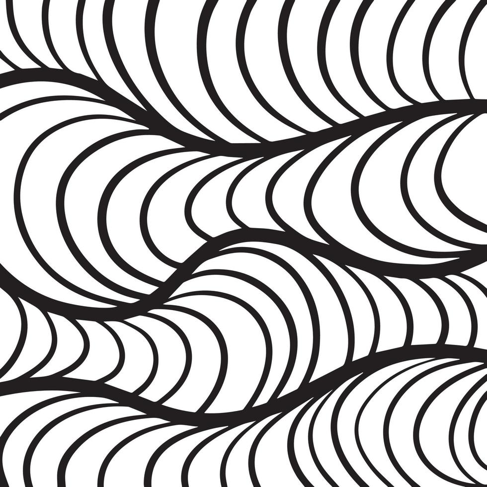 Black and white circular line decorated vector background isolated on square template for social media template, paper and textile scarf print, wrapping paper, poster.