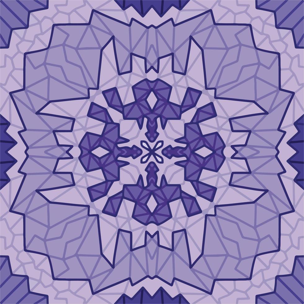 Symmetrical purple background with outline decorations vector isolated on square template for social media template, paper and textile scarf print, wrapping paper, poster.