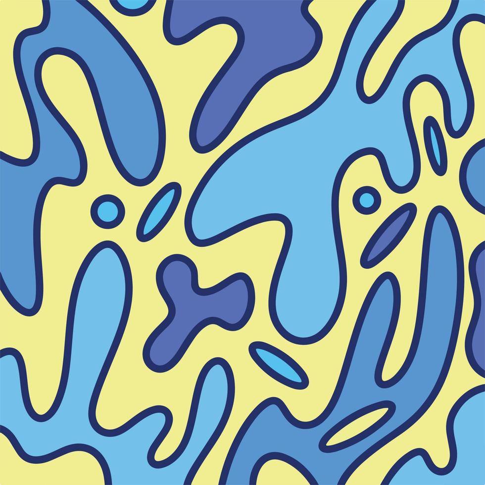 azul agua líquido modelo decorativo antecedentes aislado en amarillo fondo de pantalla con cuadrado modelo para social medios de comunicación plantilla, papel y textil bufanda imprimir, envase papel, póster. vector