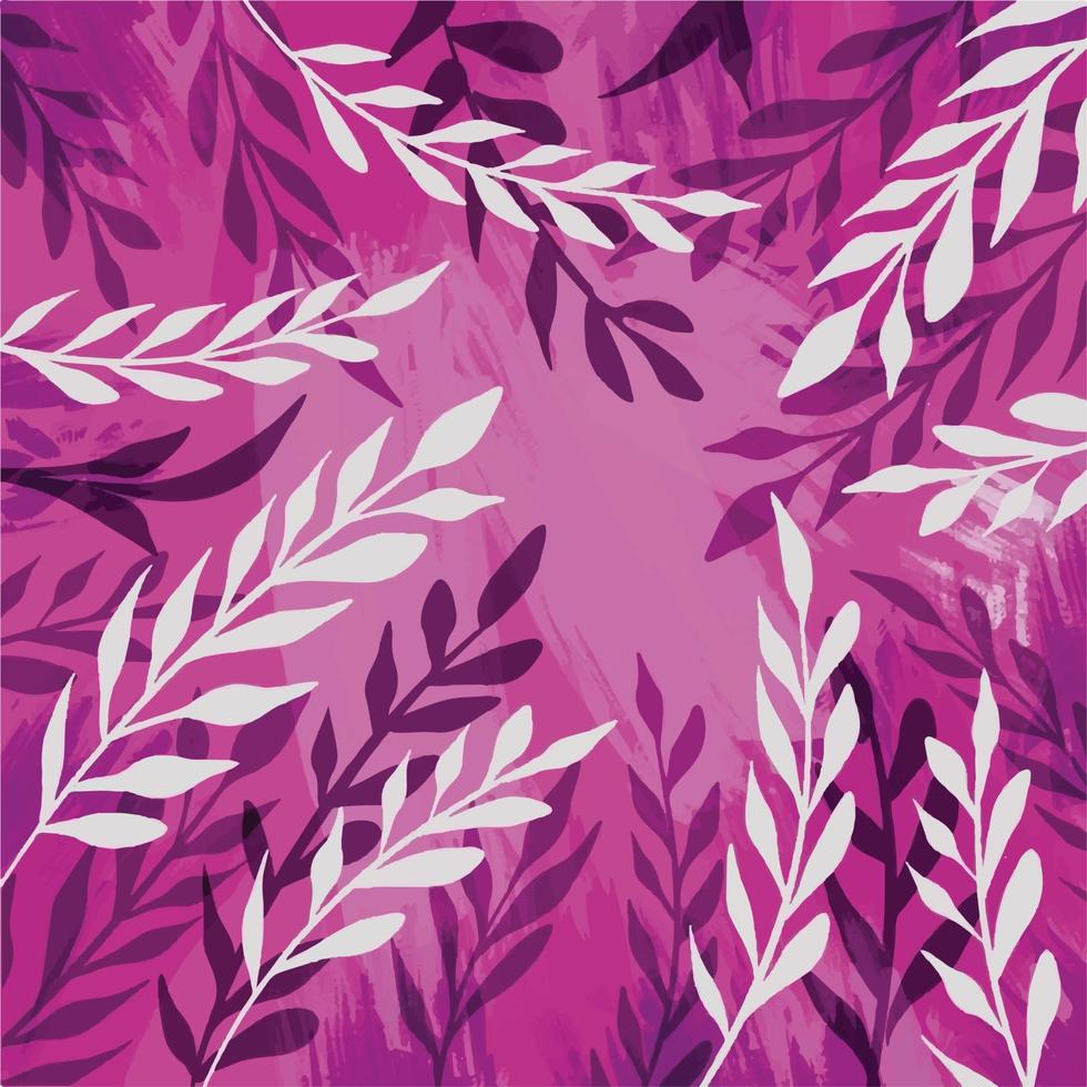 Pink botanical background with natural leaves decoration vector isolated on square template with valentine vibes for social media template, paper and textile scarf print, wrapping paper, poster.