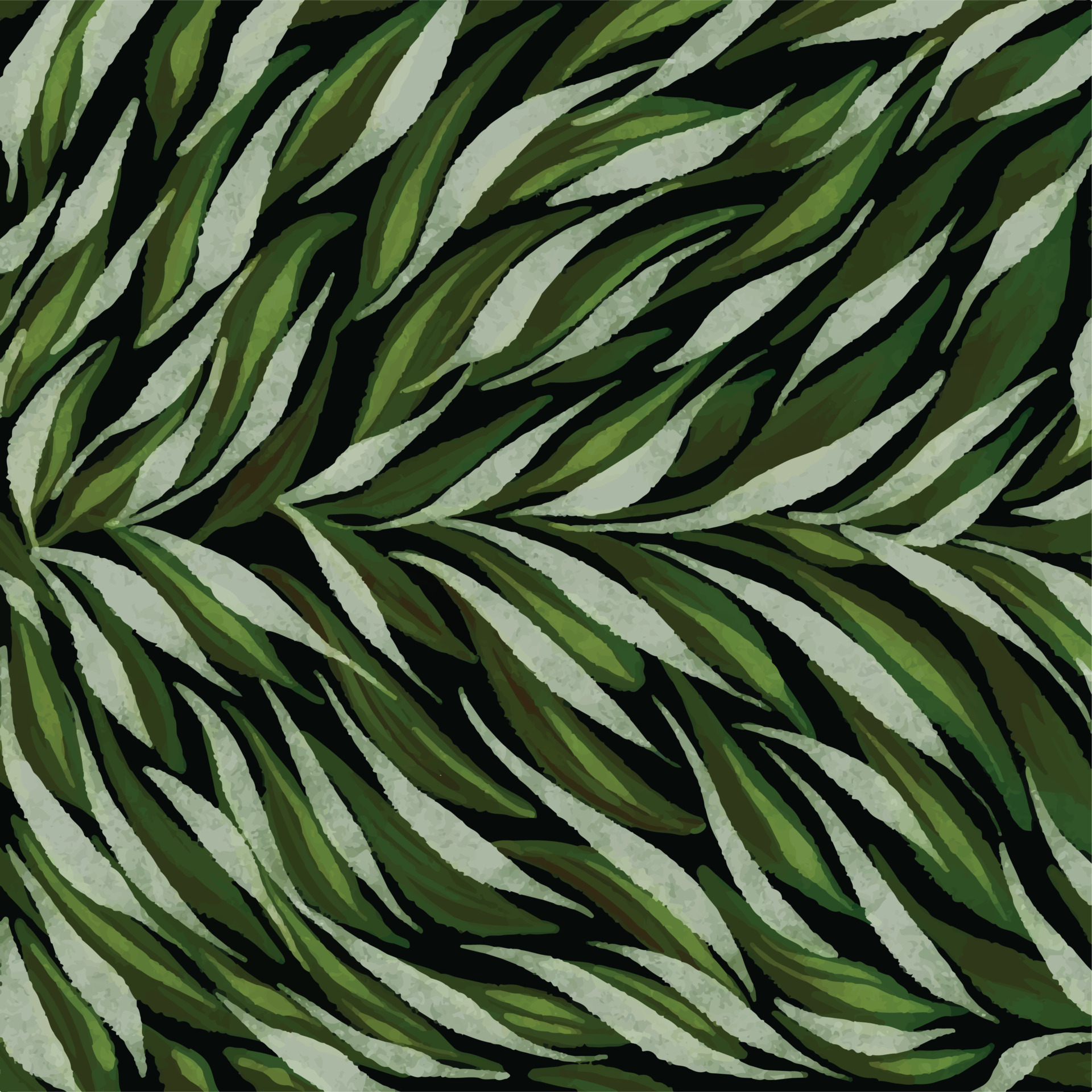 Elegant textured green botanical leaves natural decorative vector  background isolated on black square template for social media template,  paper and textile scarf print, wrapping paper, poster. 19786984 Vector Art  at Vecteezy