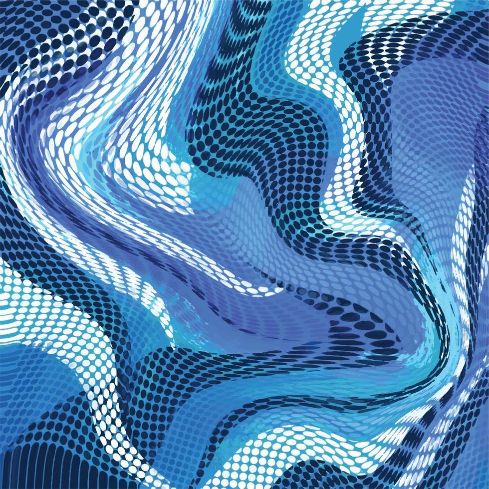 Blue, white, and black textured brush stroke polkadots decorative vector background isolated on square template for social media template, paper and textile scarf print, wrapping paper, poster.
