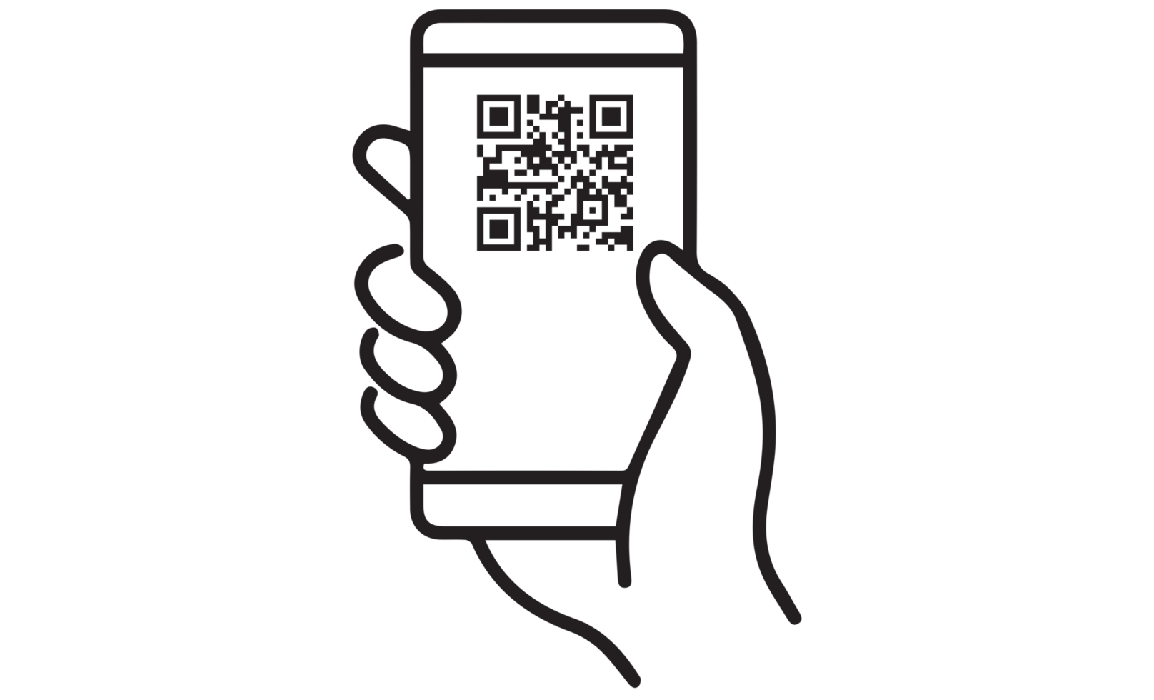 QR code scanning icon in smartphone on transparent background png