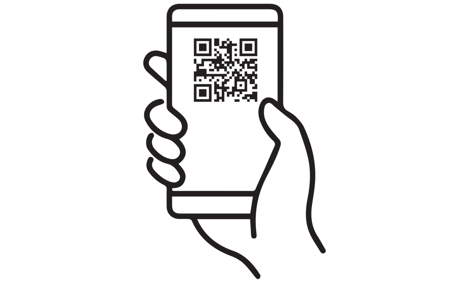 QR code scanning icon in smartphone on transparent background png