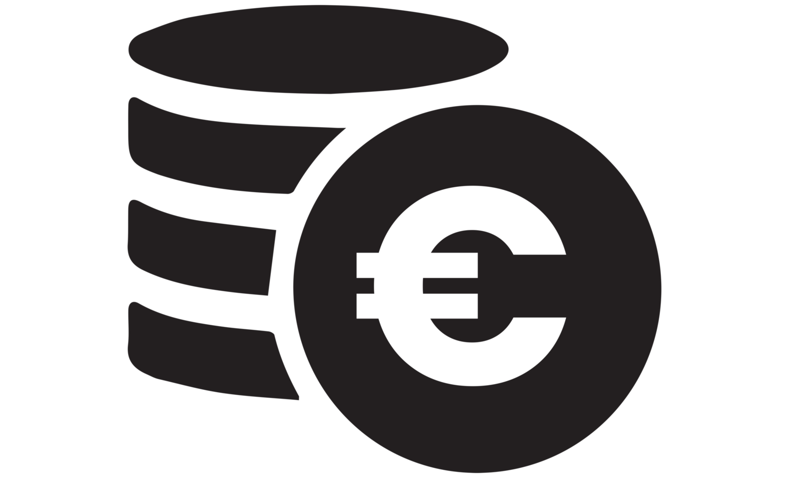 Coins and Euro Sign on transparent background png