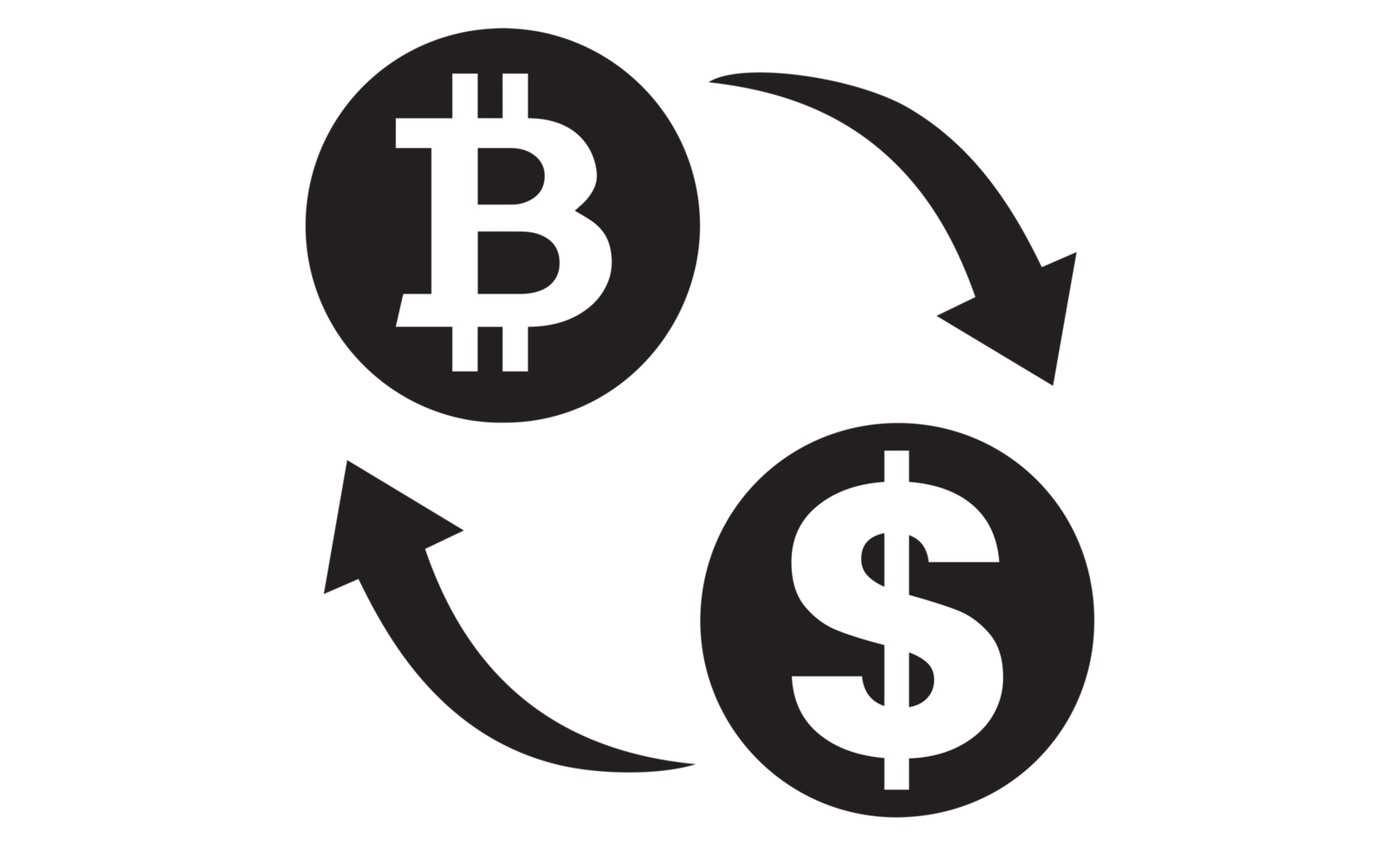 Bitcoin to Dollar Exchange Currency Icon on transparent background png