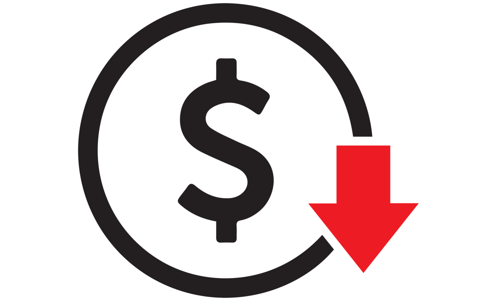 decreasing dollar sign on transparent background png