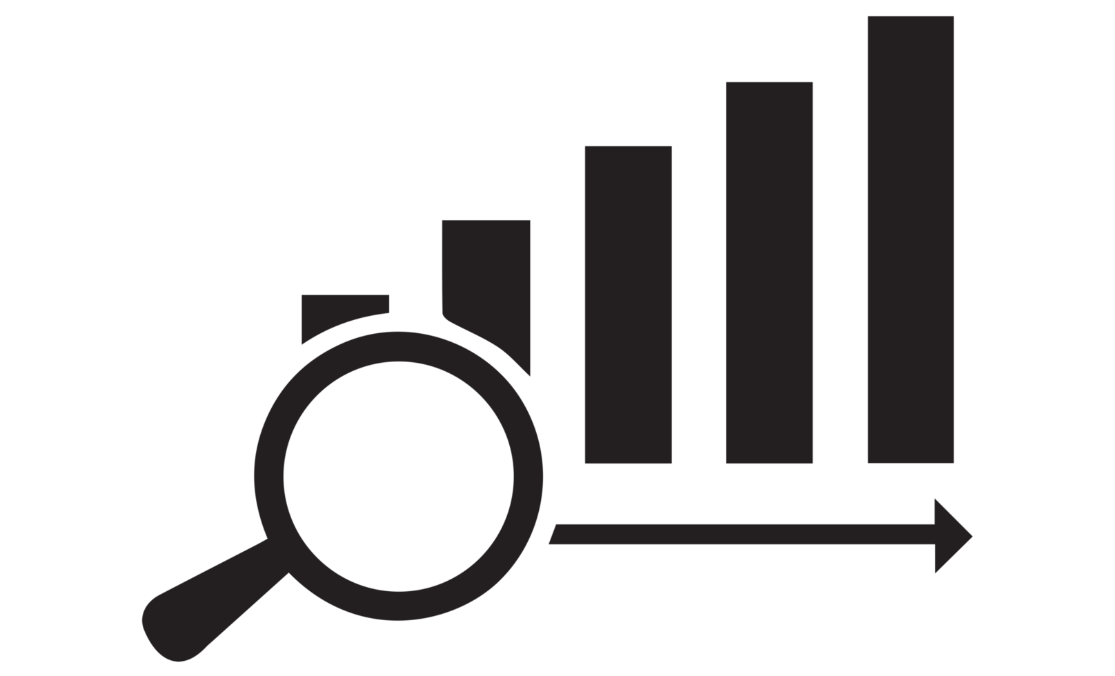 grossissant verre montrant en hausse graphique bar graphique png