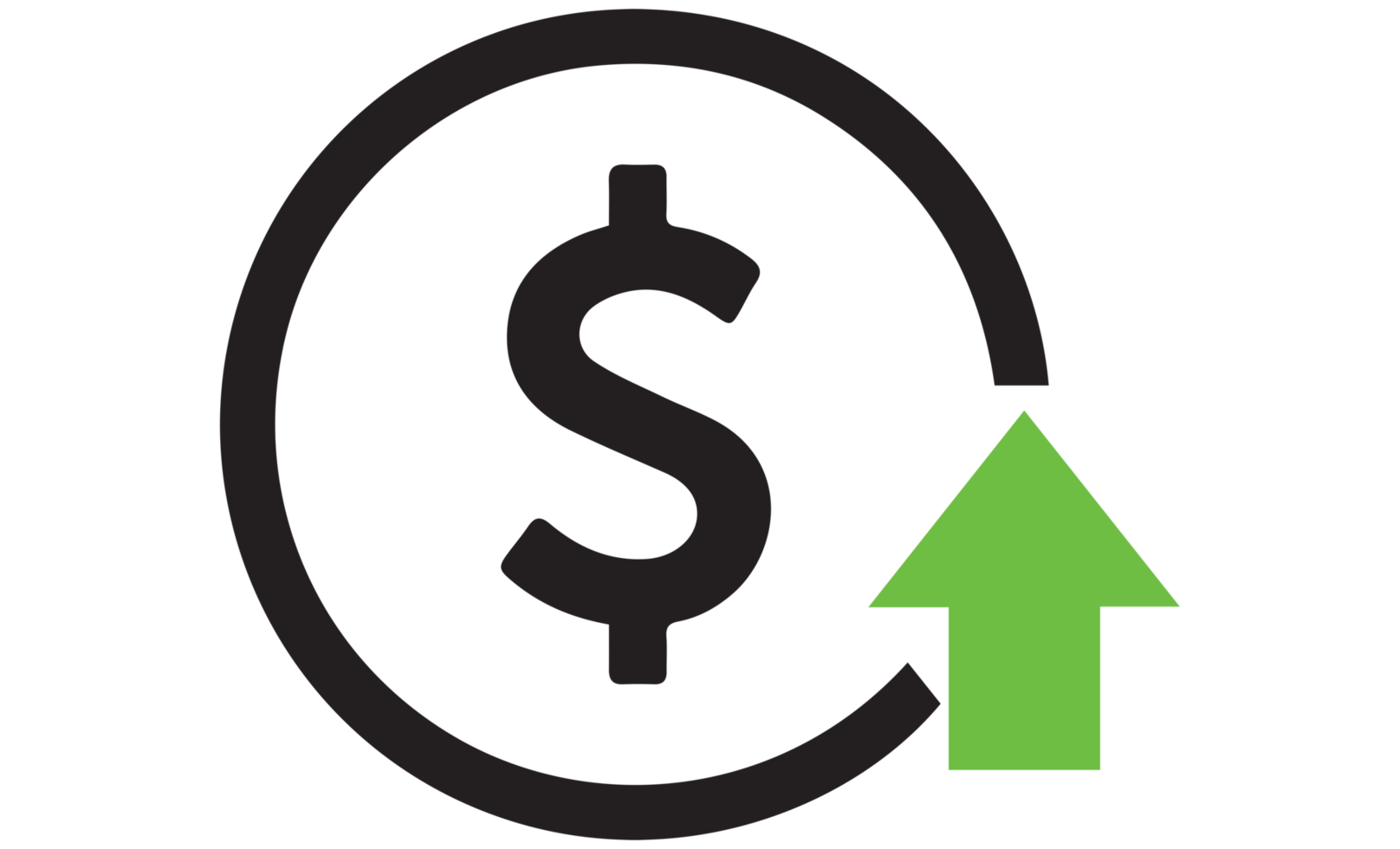 Growing dollar sign on transparent background png