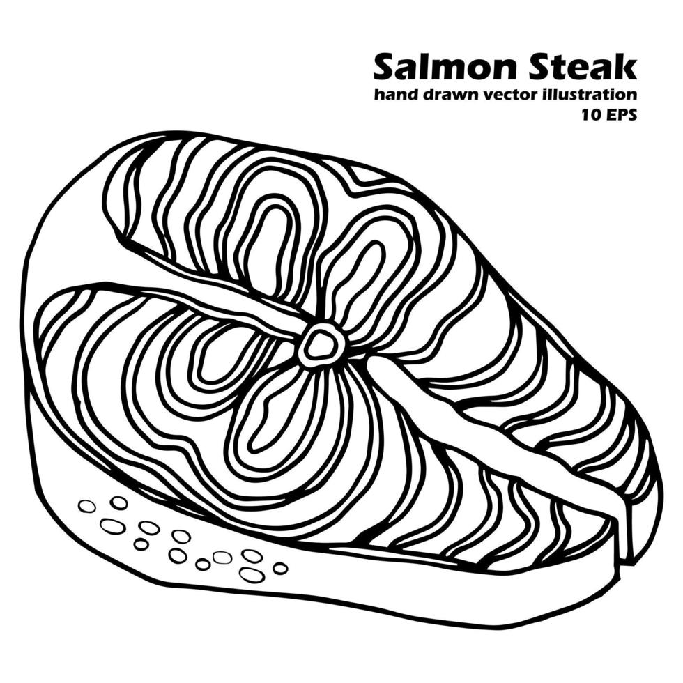 Salmon steak fish. Hand drawn vector