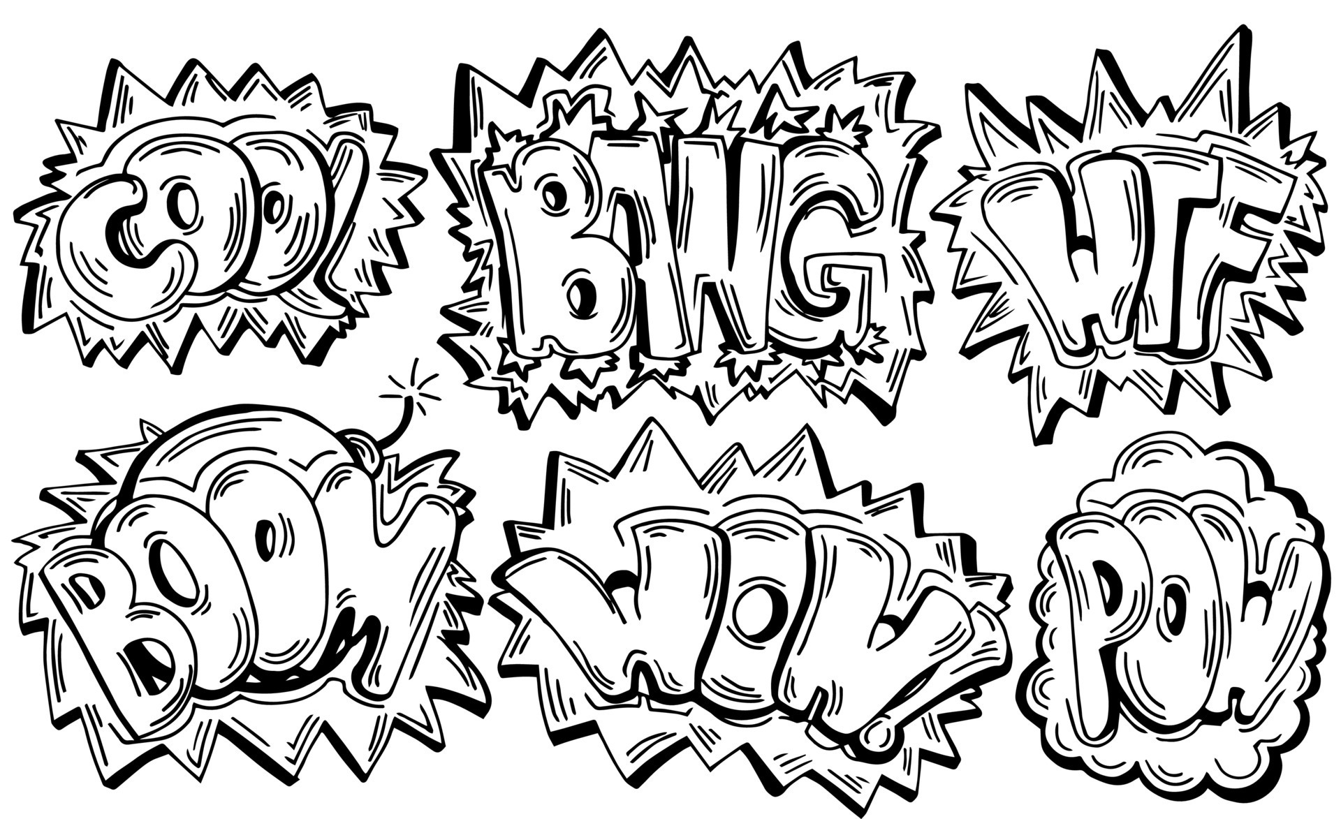 Comic bubbles. Cartoon explosions, funny comic speech clouds, comics