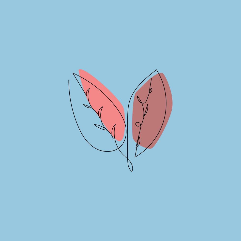 Leaves line art. Minimalist style. Vector illustration for your design