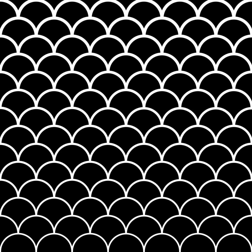 Fish scale seamless pattern. Black and white background. Vector illustration.