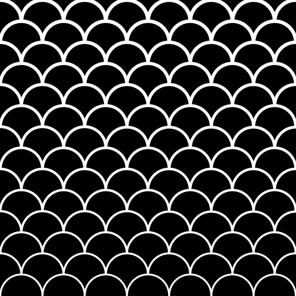 Fish scale seamless pattern. Black and white background. Vector illustration.