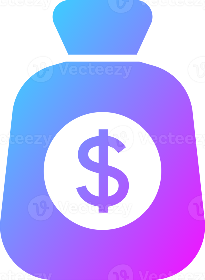 argent sac icône dans pente couleurs. américain devise panneaux illustration. png