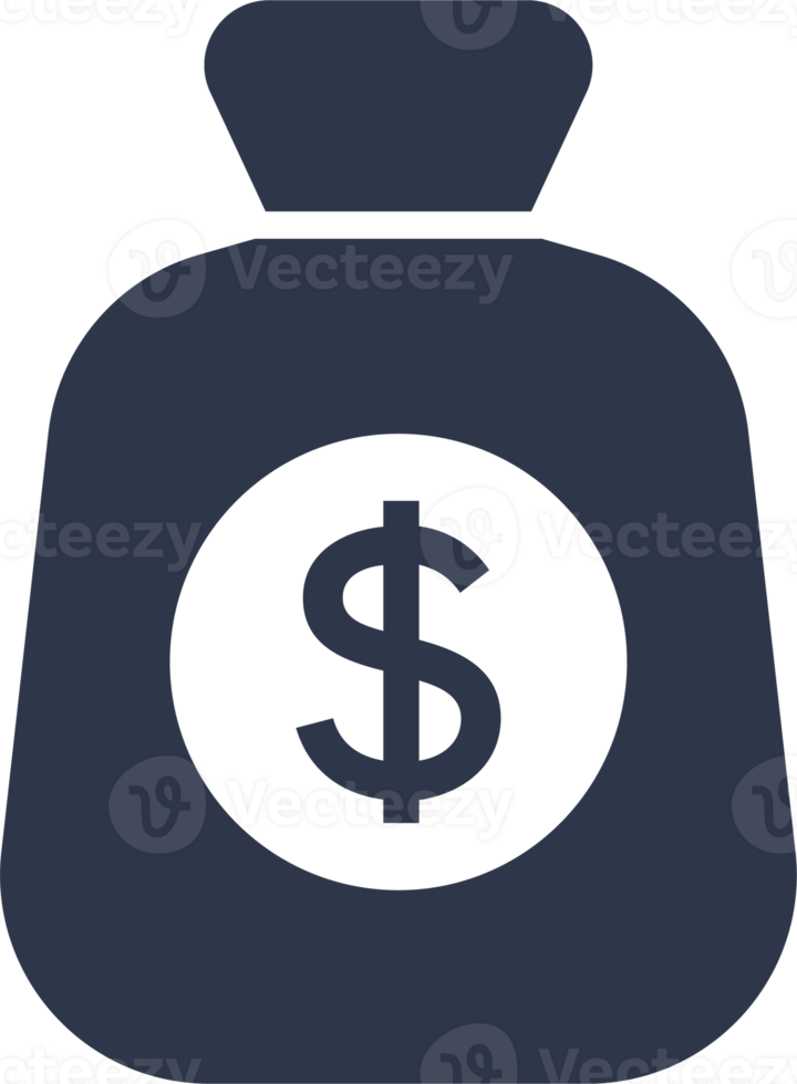 Money bag  icon in black colors. American currency signs illustration. png