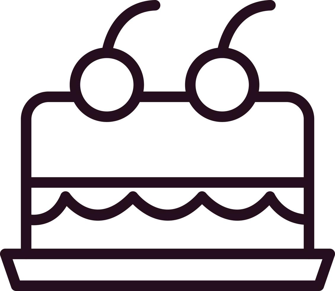 Cake With Cherry On Top Vector Icon