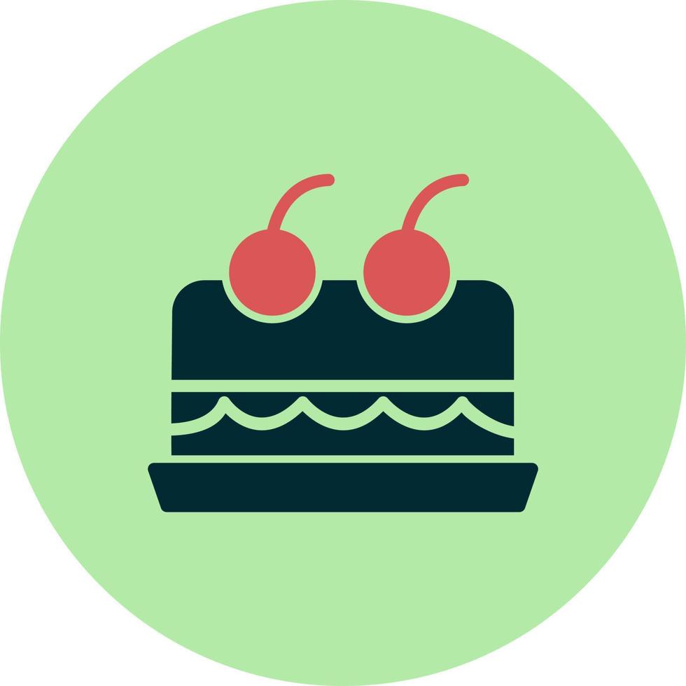 Cake With Cherry On Top Vector Icon