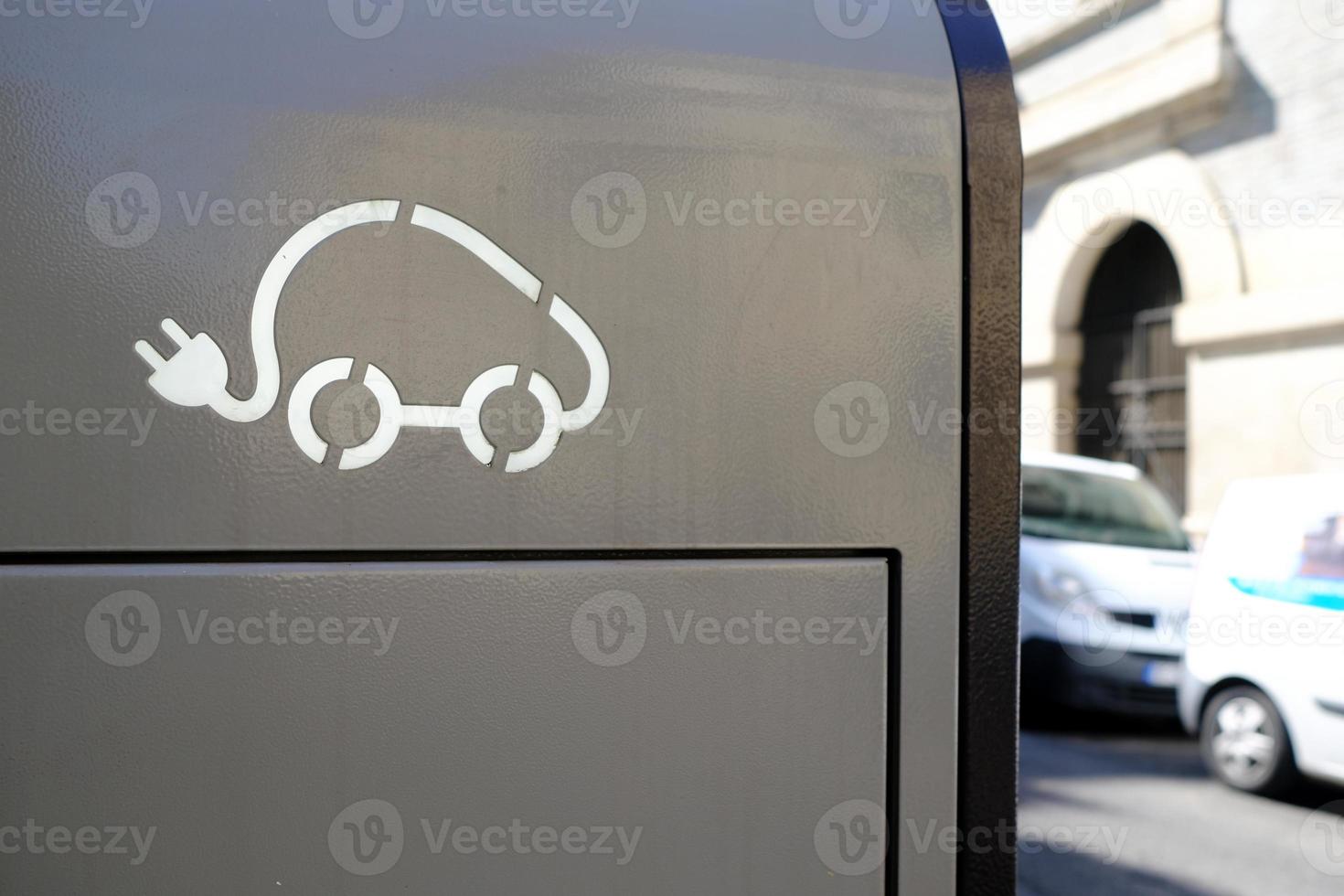 Close up Electric Car Charging Point. photo