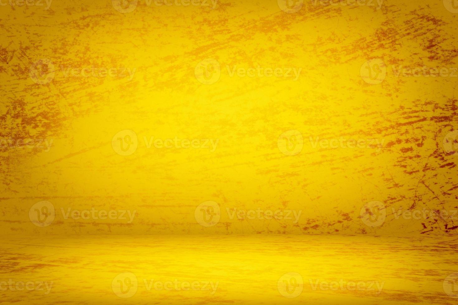 Abstract Luxury Grunge Yellow Gold Room Background Using for Product Presentation Backdrop. photo