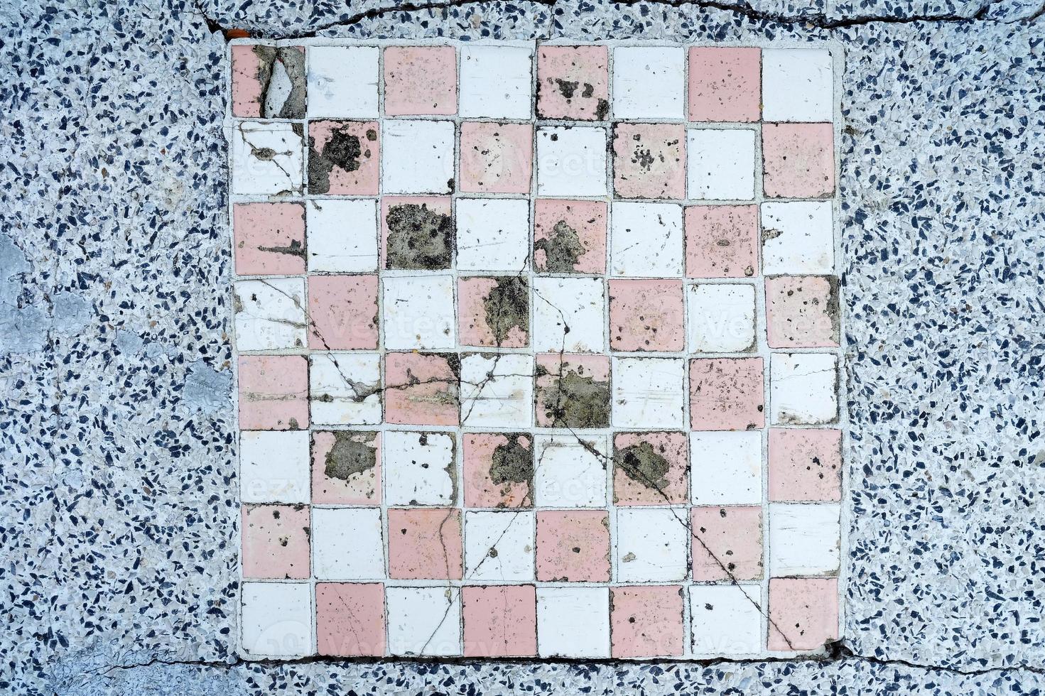 Old Stone Chess Board Background. photo