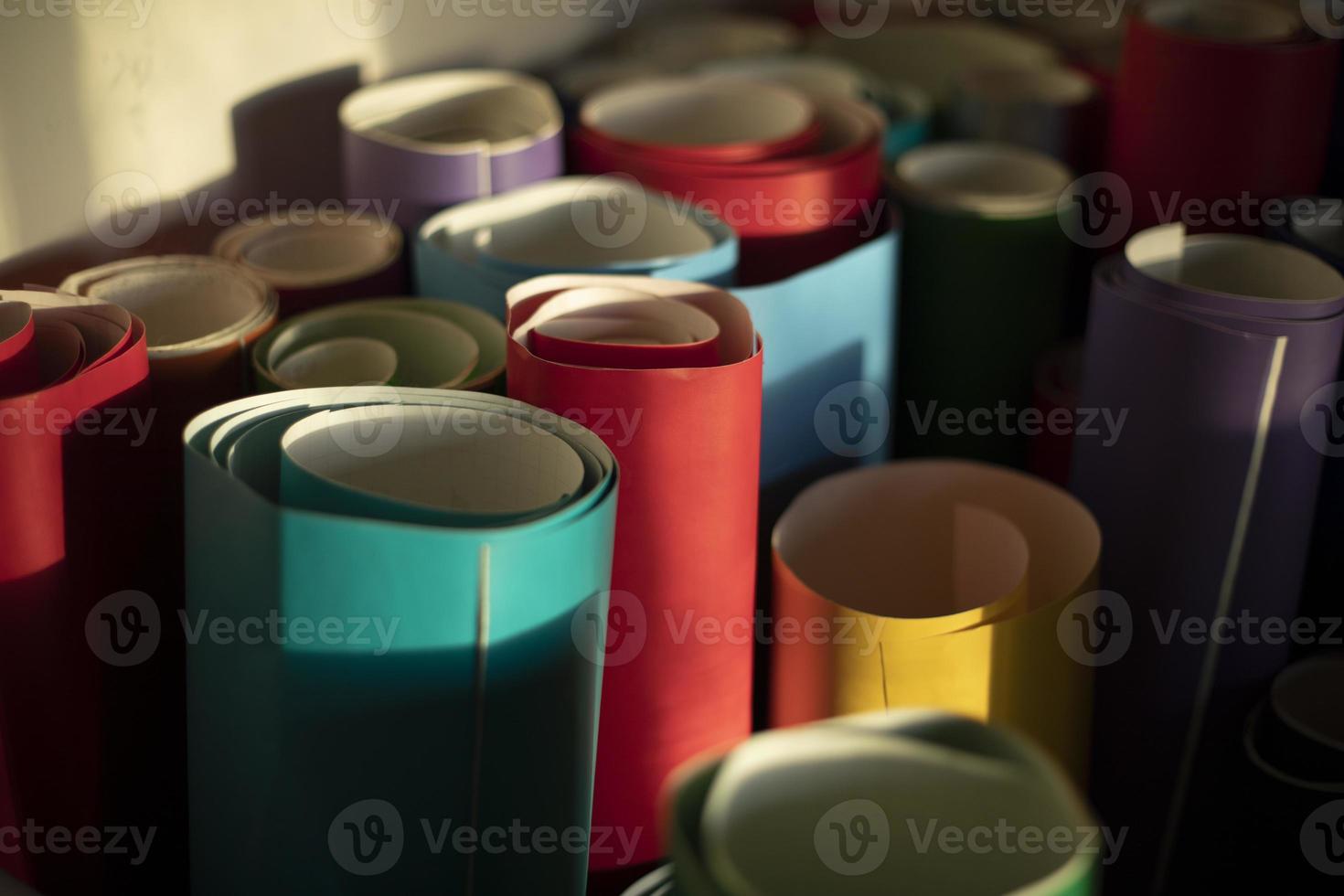 Colored paper. Film rolls. Adhesive paper for decorative works. photo