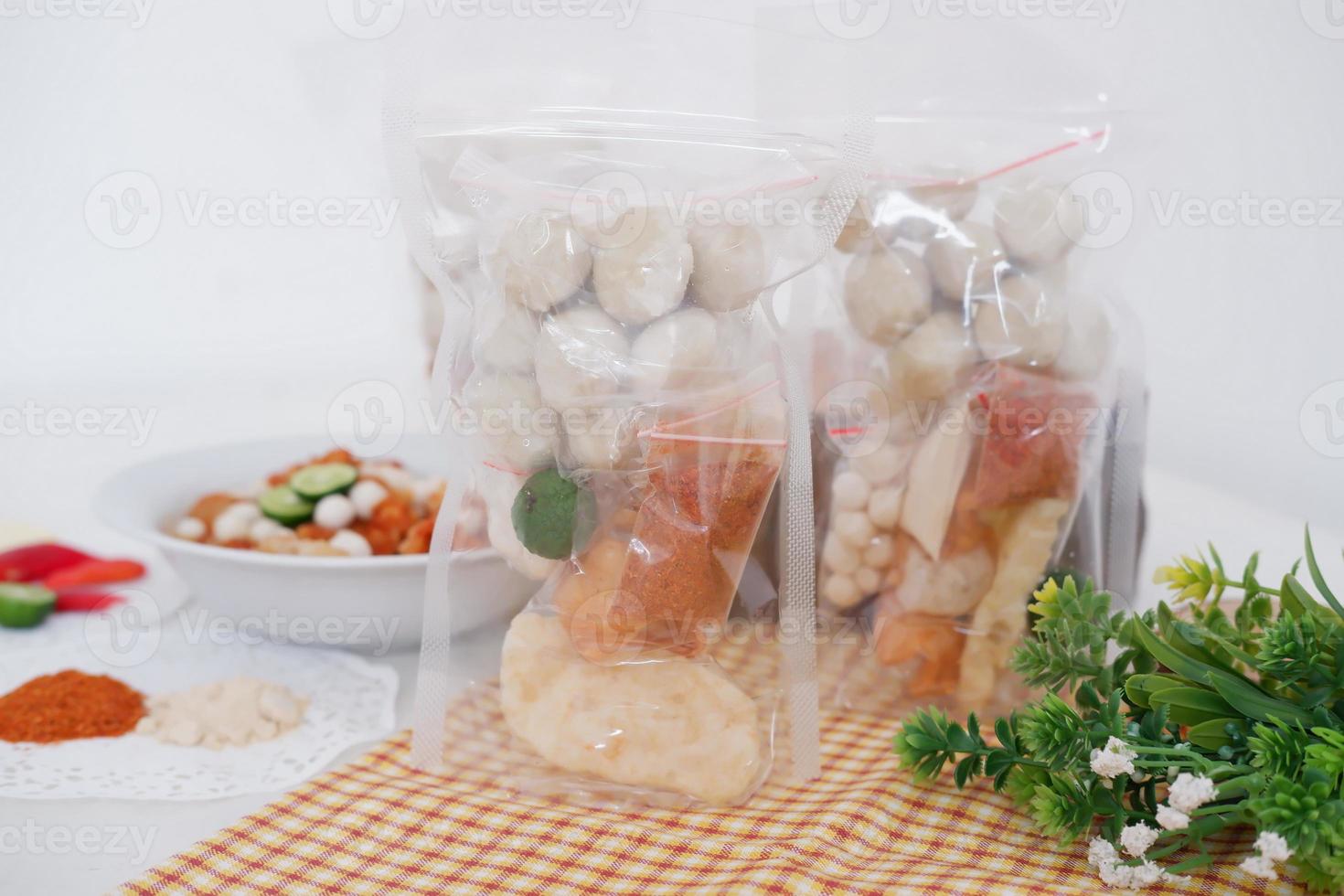Meatballs with Peanut Crackers as a Background photo