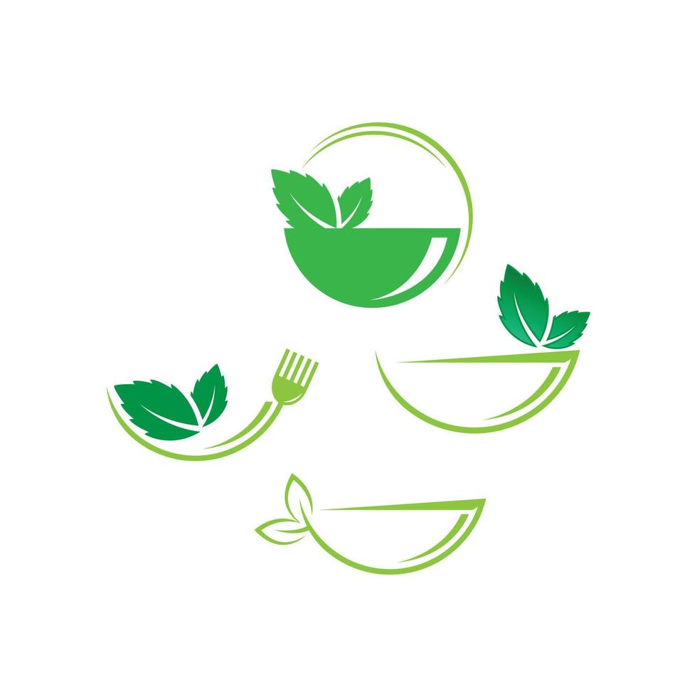 orgánico logo. hojas en mano logo. natural productos logo. productos cosméticos icono. tenedor logo vector