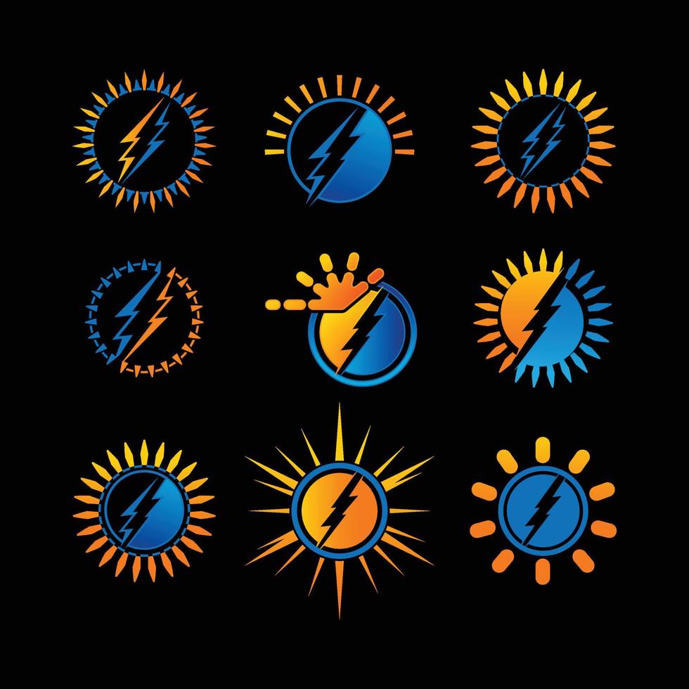 spark lighting bolt logo set. electric danger light power voltage vector