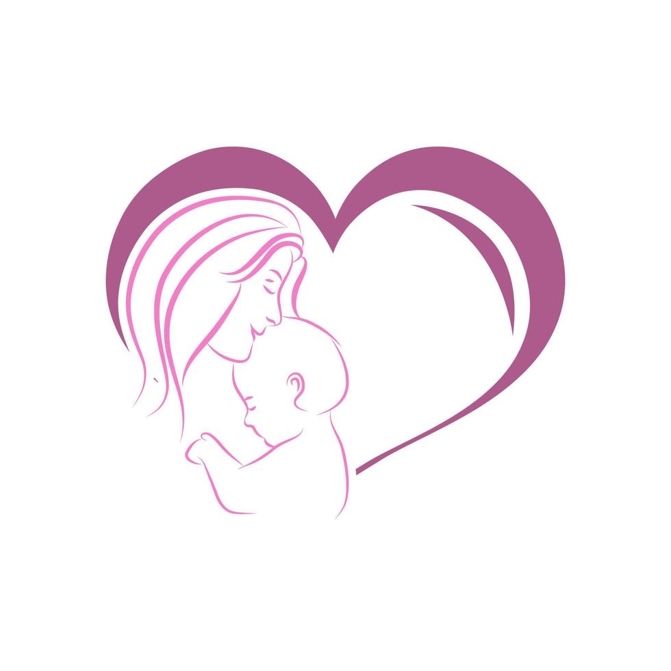 mothers love. moms and baby logo designs icon vector