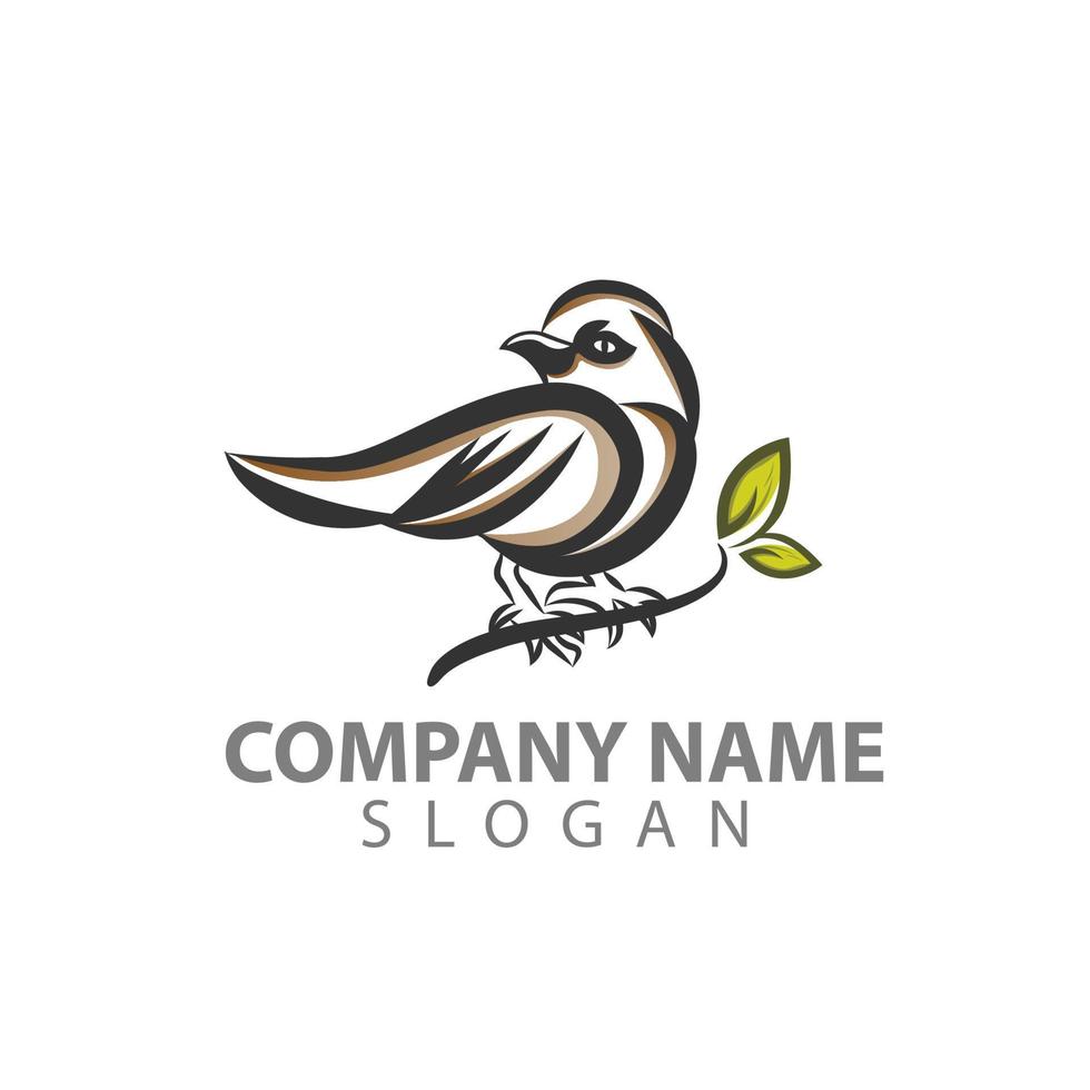 bird leaf logo vector icon template download line art outline