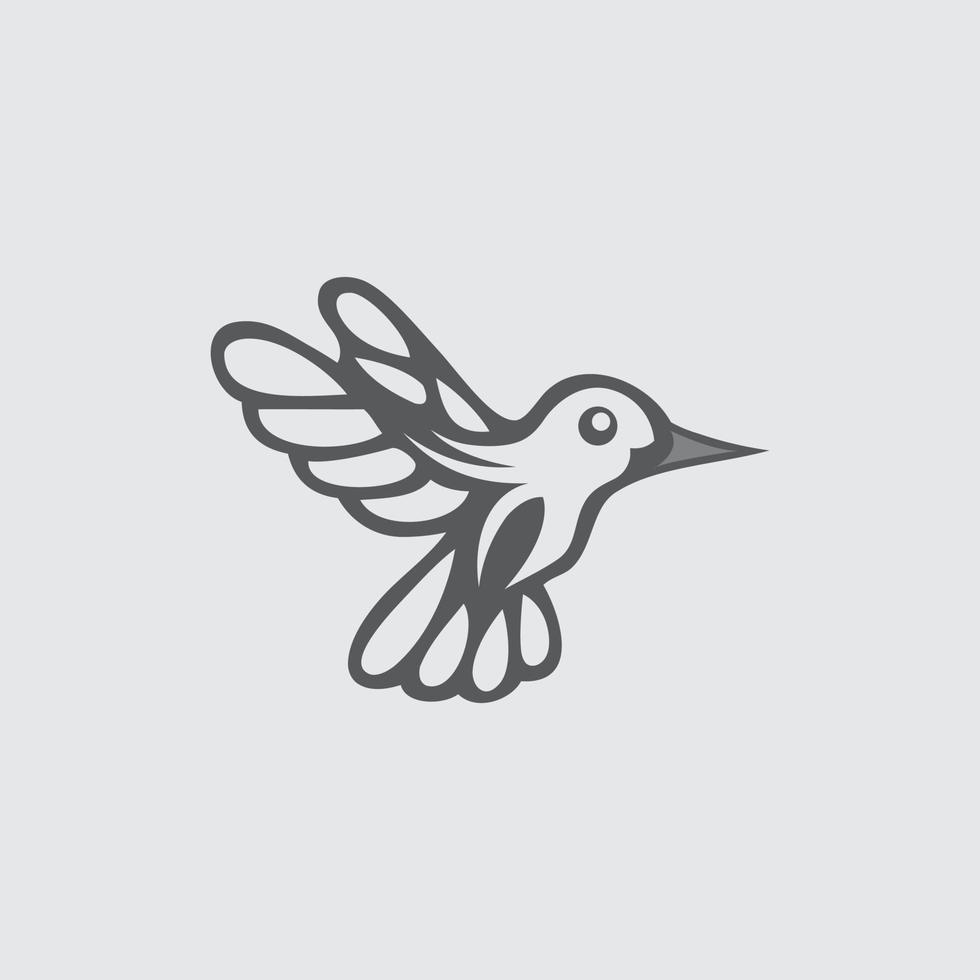 Colibri or humming bird icons. Vector isolated set of flying birds with spread flittering wings