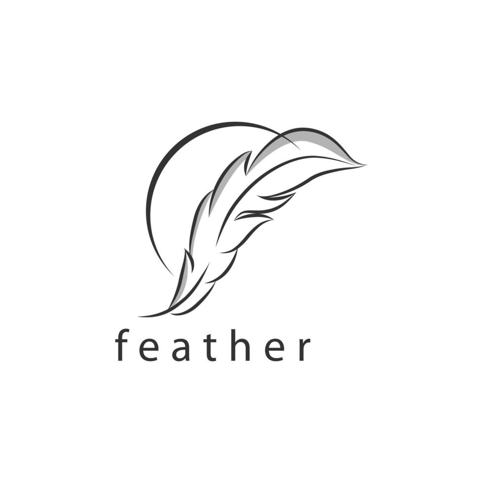 White feather. Logo. Isolated feather on white background vector