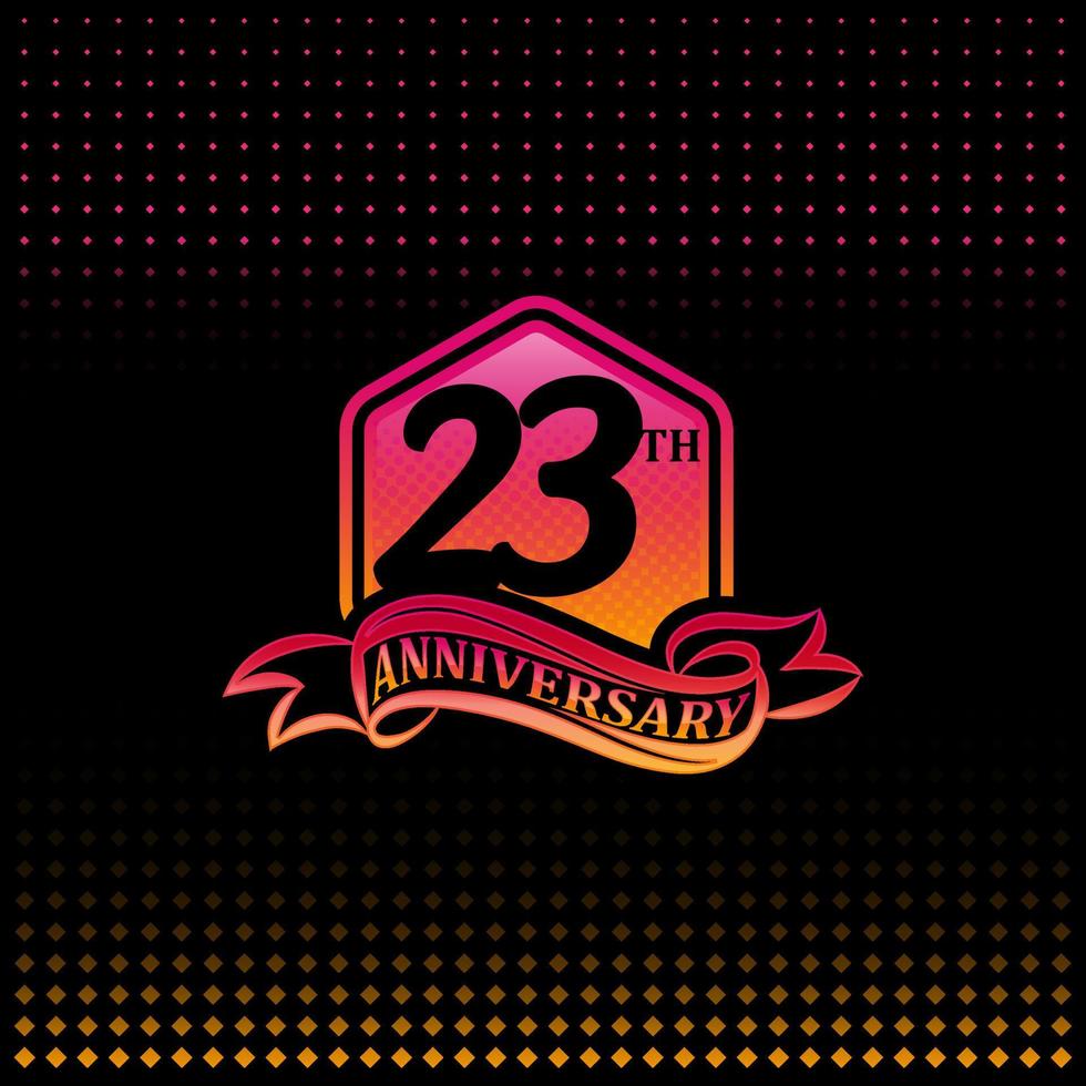 Twenty-three years anniversary celebration logotype. 23th anniversary logo, black background vector