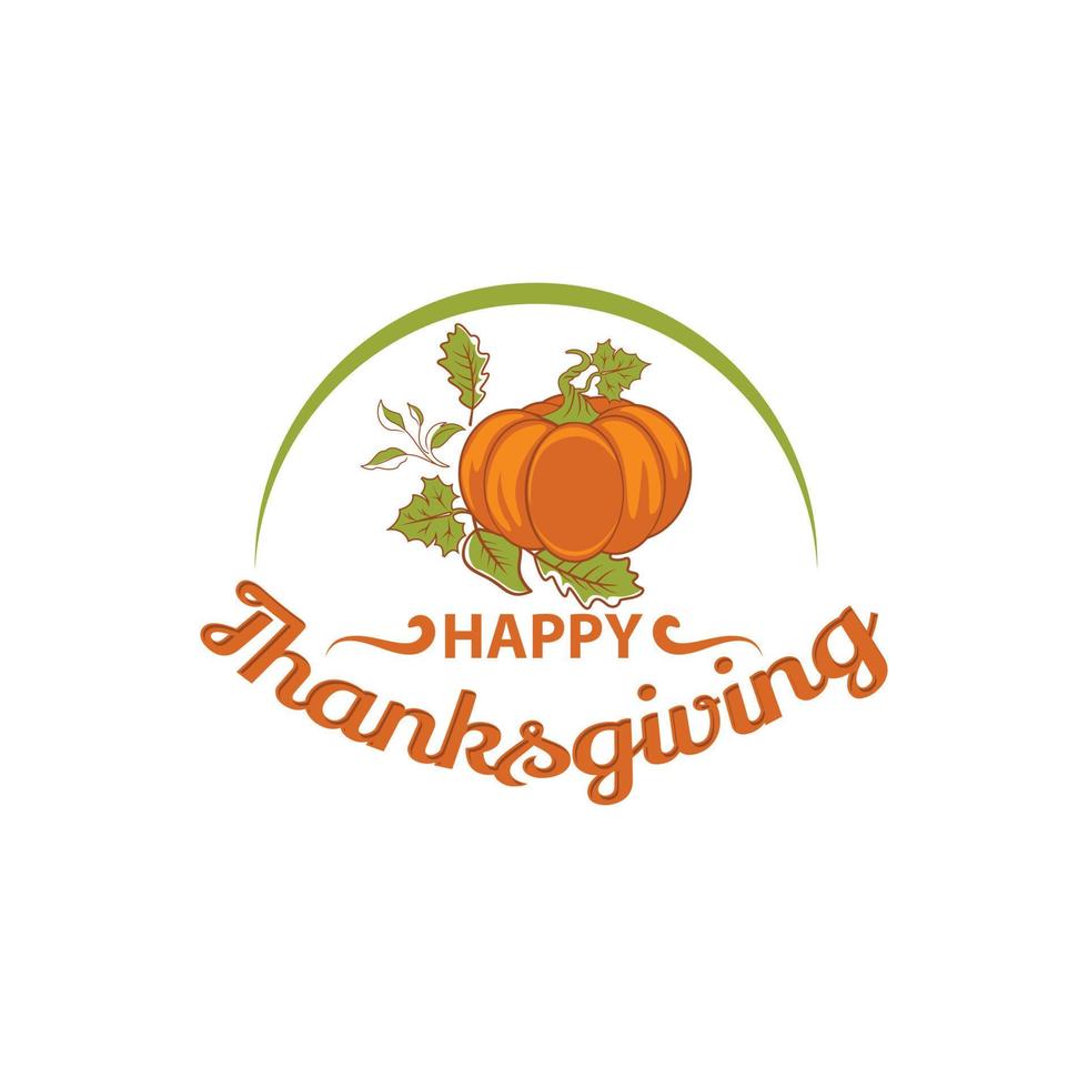 Happy Thanksgiving Calligraphy Text with Illustrated Green Leaves Over White Background, Vector Typography