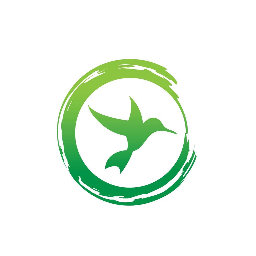 Colibri or humming bird icons. Vector isolated set of flying birds with spread flittering wings