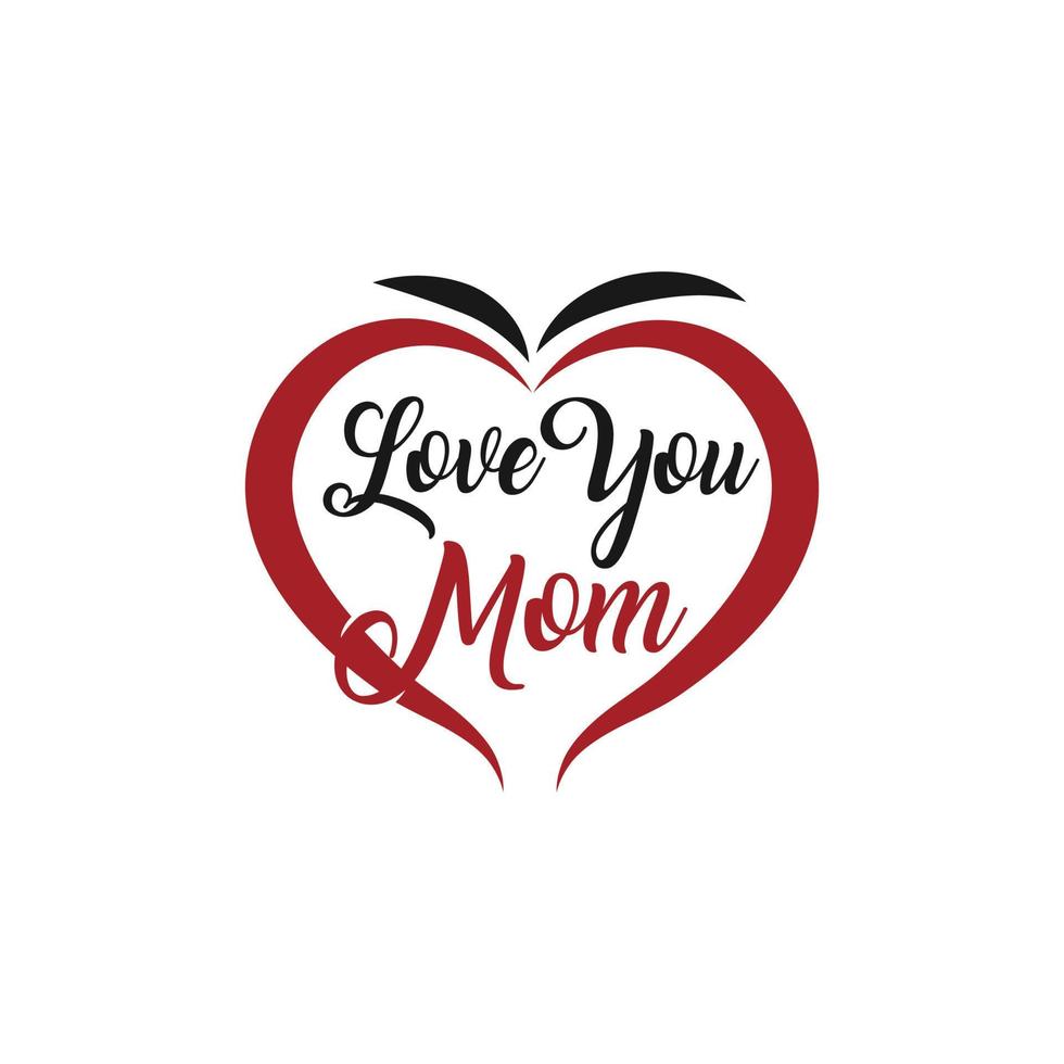 saludo te amo frase de mamá. una tarjeta con mensaje de te amo mamá, corazón con flores. ilustración vectorial para el fondo del día de la madre. vector