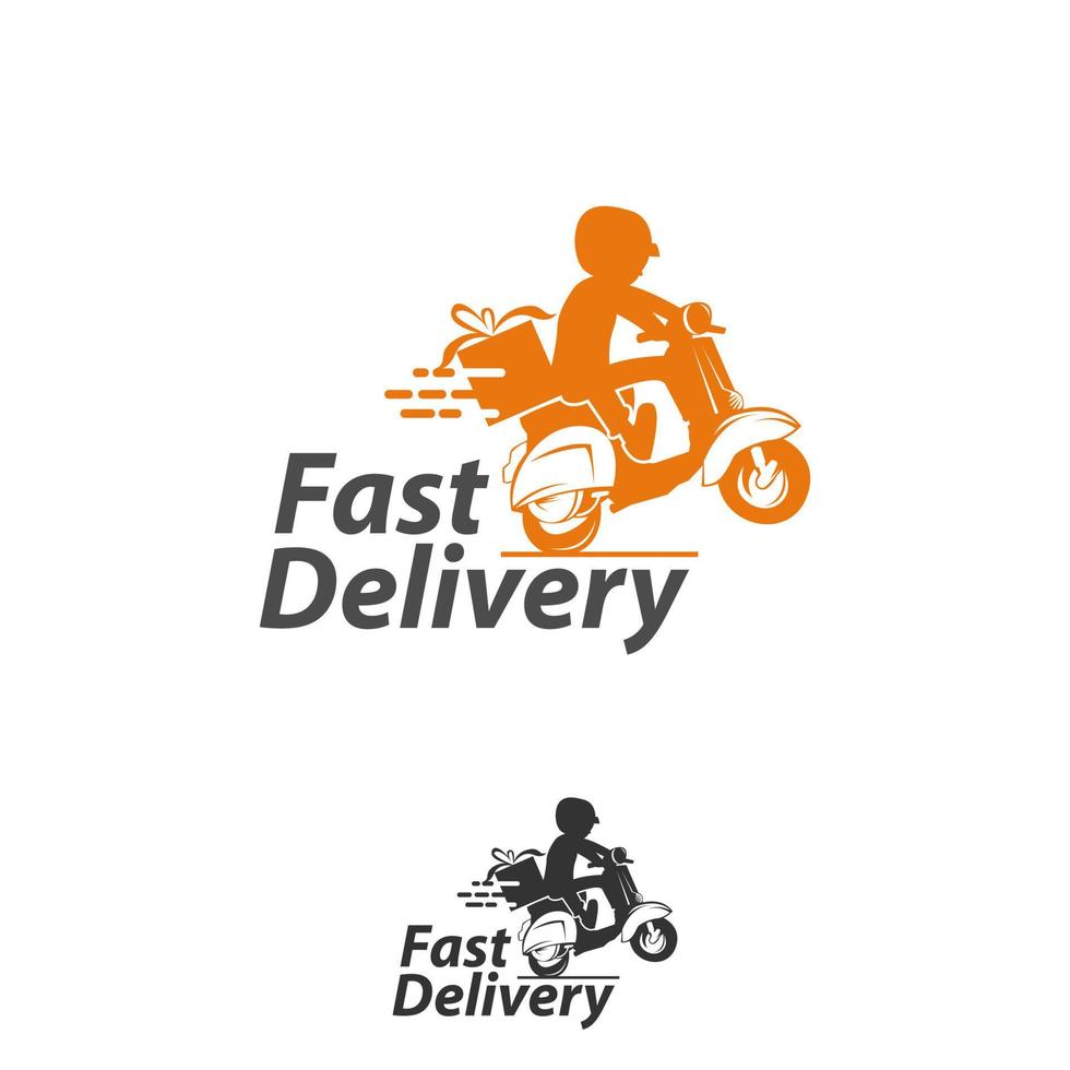Motorbike Delivery Man Logo. Icon Symbol Vector Template.