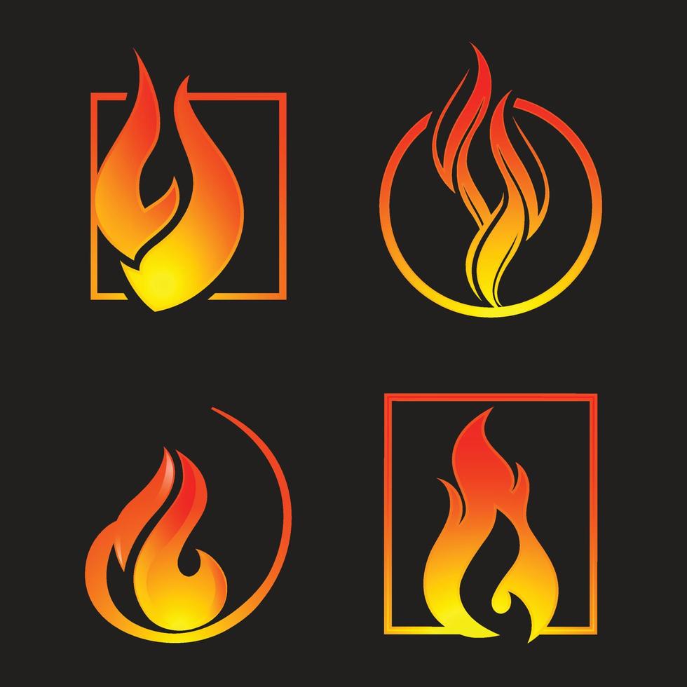 Red Burning Fire Flame design vector template. Burn Fireball concept icon pack