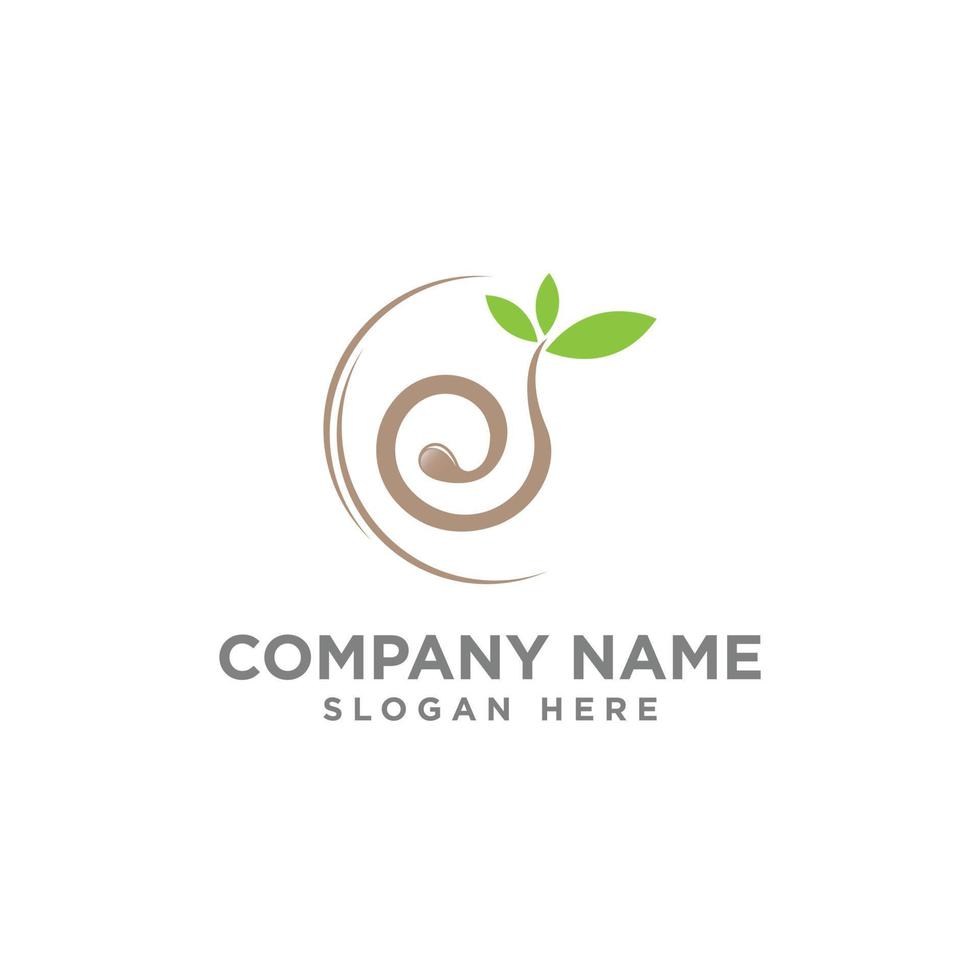 leaves with seed logo icon design vector